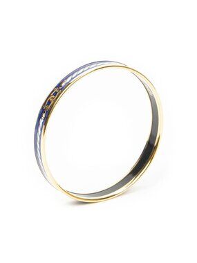 Hermes Enamel Bangle Blue White Rope Motif Bracelet
